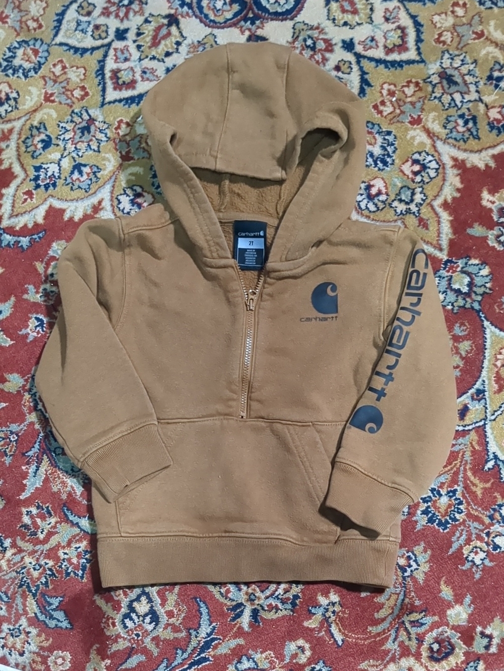 Carhartt Kids Brown Hooded Half-Zip Sweatshirt Size 2T